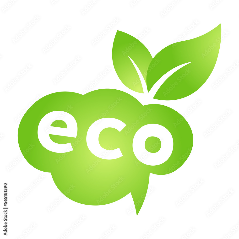 Eco green cloud speech bubble icon Bio nature green eco symbol for web and business Eco green cloud speech bubble icon Bio nature green eco symbol for web and business