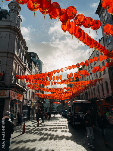 red lanterns in chinatown streetview