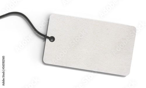 Blank white hang tag isolated on transparent background