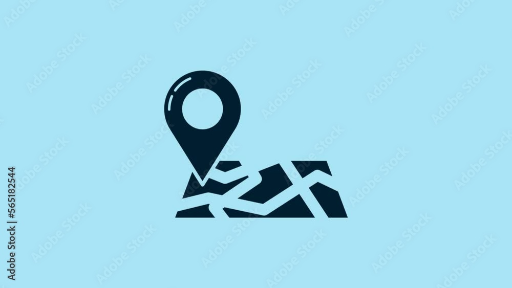 Blue Folded map with location marker icon isolated on blue background. 4K Video motion graphic animation Blue Folded map with location marker icon isolated on blue background. 4K Video motion graphic animation