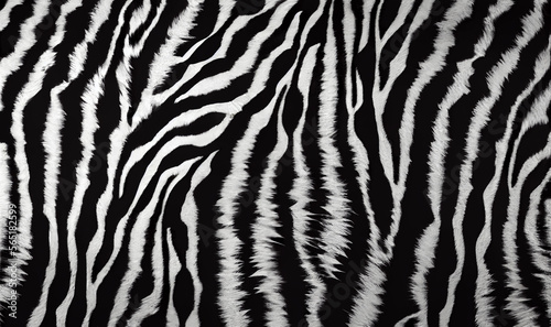 Abstract zebra skin pattern  zebra skin texture  Seamless zebra skin stripe pattern. The pattern is black and white and evocative of an African safari or jungle wildlife  AI Generated