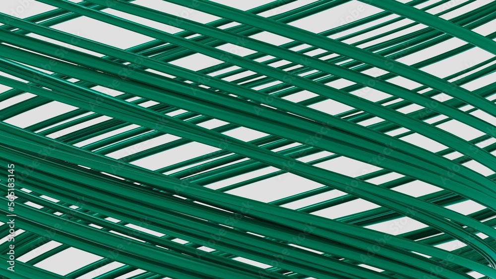 Abstract of green tubes rotating in a spiral against a white background. Concept image of technological innovations, strategies and revolutions . 3D illustration. 3D CG. Abstract of green tubes rotating in a spiral against a white background. Concept image of technological innovations, strategies and revolutions . 3D illustration. 3D CG.