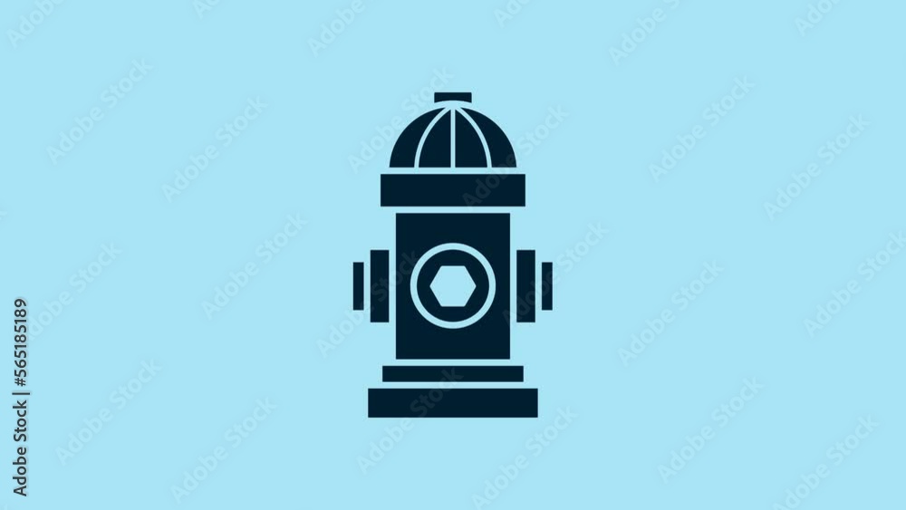 Blue Fire hydrant icon isolated on blue background. 4K Video motion graphic animation Blue Fire hydrant icon isolated on blue background. 4K Video motion graphic animation