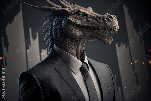 portrait of a dragon in a suit made by generative ai