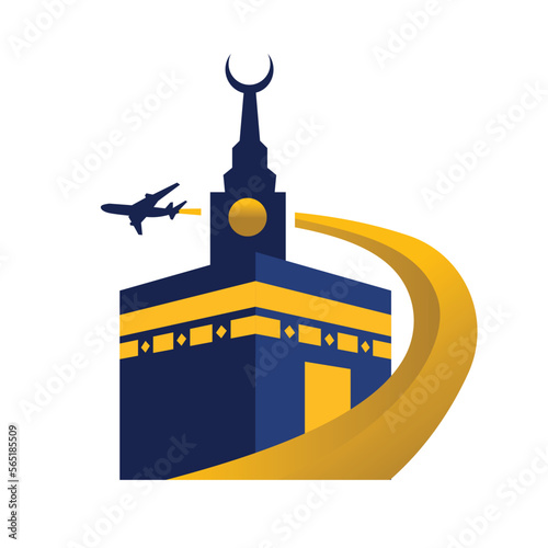 kabah and plane travel logo vector design