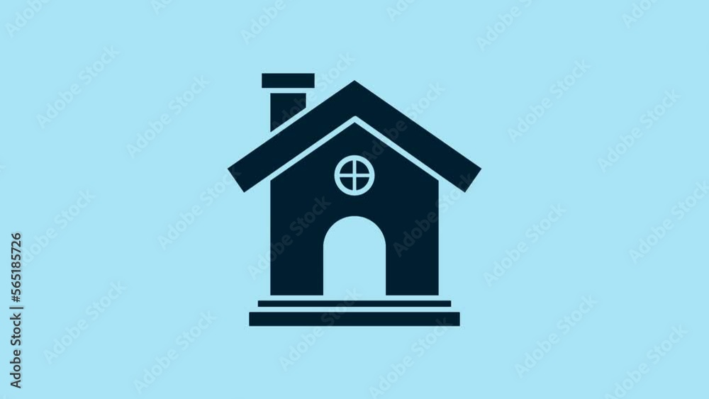 Blue House icon isolated on blue background. Home symbol. 4K Video motion graphic animation Blue House icon isolated on blue background. Home symbol. 4K Video motion graphic animation