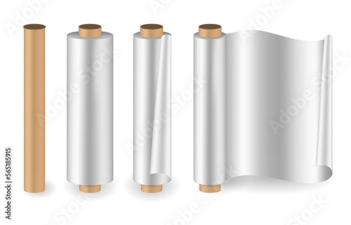 roll of aluminum foil isolated on white