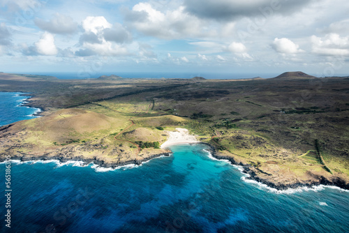 Aerial view of the coast of Easter Island