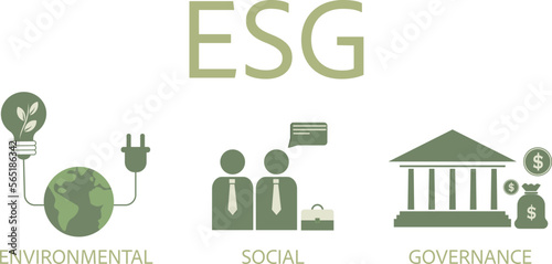 ESG concept. Information banner calls to commemorate this company's contribution to environmental, social issues. Vector illustration