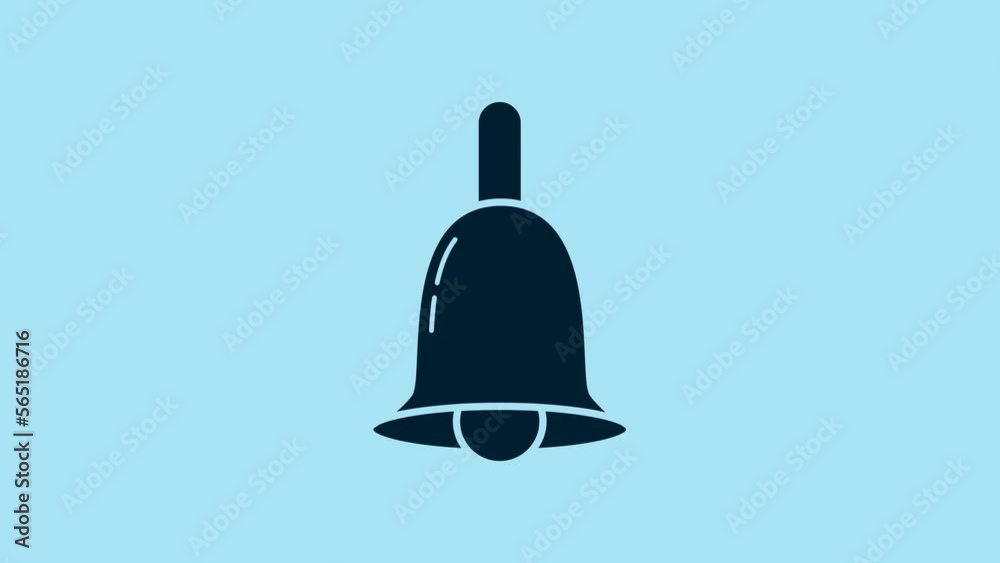 Blue Ringing bell icon isolated on blue background. Alarm symbol, service bell, handbell sign, notification symbol. 4K Video motion graphic animation Blue Ringing bell icon isolated on blue background. Alarm symbol, service bell, handbell sign, notification symbol. 4K Video motion graphic animation