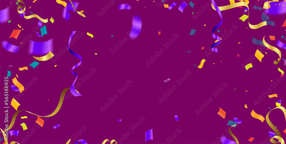 Abstract colorful confetti and balloons background. Balloons and confetti isolated on the white. Vector holiday illustration.