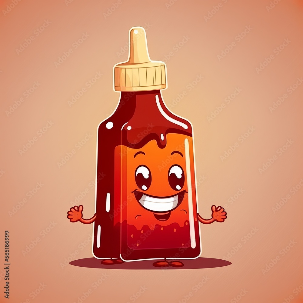 Cute BBQ sauce bottle as cartoon character Stock Illustration Adobe Stock