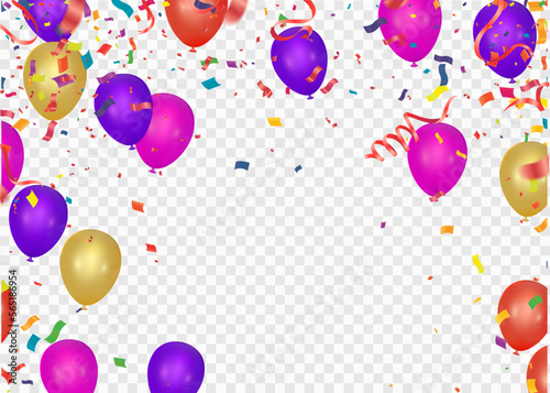 Birthday Balloons Flying for Party and Celebrations With Space for Message Isolated in Background