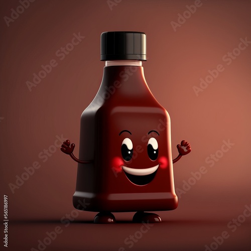 Cute BBQ bottle as cartoon character