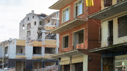 Earthquake in Turkey. Ruined houses after a massive earthquake in Turkey. 