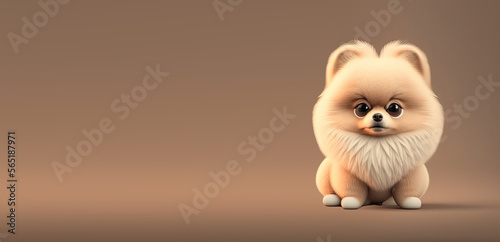 Cute Cartoon Pomeranian Pup...