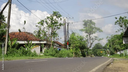 Highway In A Village Quiet Of Motorcycles And Cars photo