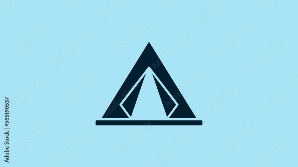 Blue Tourist tent icon isolated on blue background. Camping symbol. 4K Video motion graphic animation Blue Tourist tent icon isolated on blue background. Camping symbol. 4K Video motion graphic animation