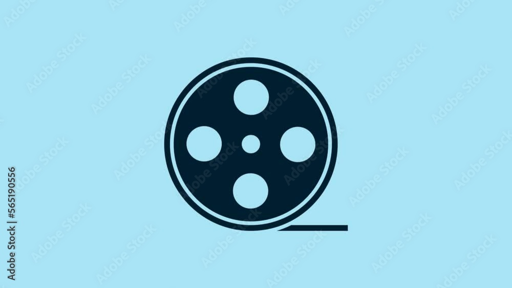 Blue Film reel icon isolated on blue background. 4K Video motion graphic animation Blue Film reel icon isolated on blue background. 4K Video motion graphic animation