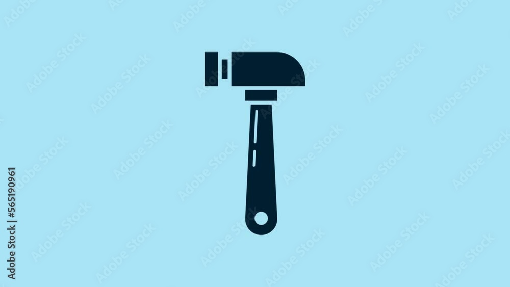 Blue Hammer icon isolated on blue background. Tool for repair. 4K Video motion graphic animation Blue Hammer icon isolated on blue background. Tool for repair. 4K Video motion graphic animation