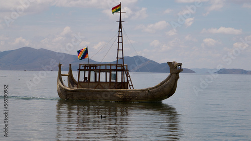 Totora boat in Titikaka lake photo