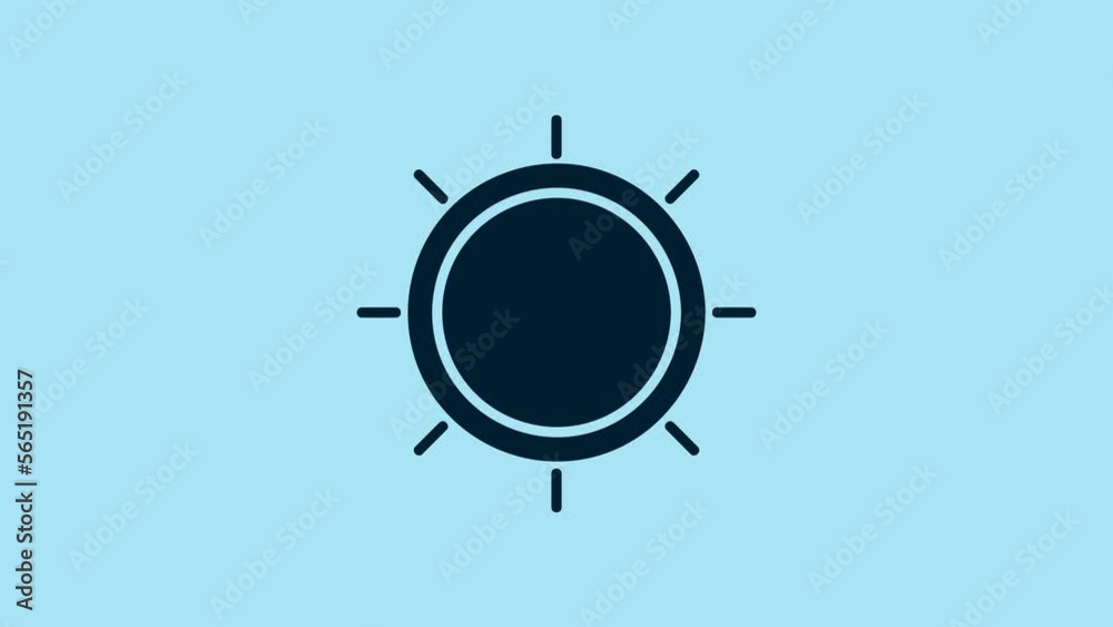 Blue Sun icon isolated on blue background. 4K Video motion graphic animation