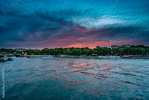 Sunset over The Seine, Paris France 