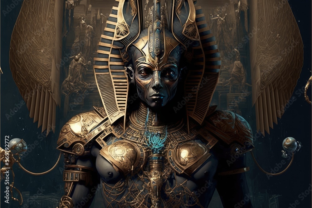 Ai Generated Image Of Egyptian God Amun Ra Ancient Egyptian Deity Ra With Pyramid Ilustração Do