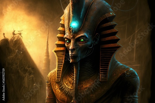 Portrait of Egyptian God Osiris, AI Generated Image of the God Osiris of Ancient Egypt photo