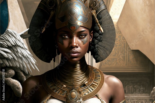 Egyptian Goddess Isis, AI Generated Image of Isis in Afrofuturistic Style photo