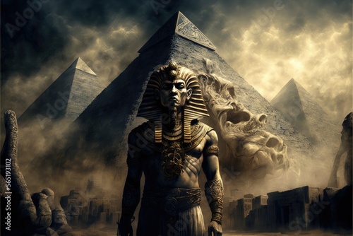 Egyption God Amun-Ra, AI Genrated Image of Egyptian God Ra photo