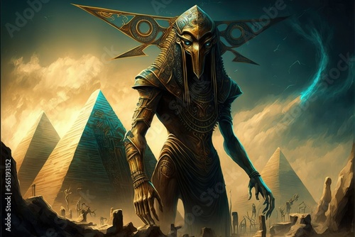 The Egyptian God Thoth, AI Generated Ancient Futurism Image of The God Thoth of Egypt photo