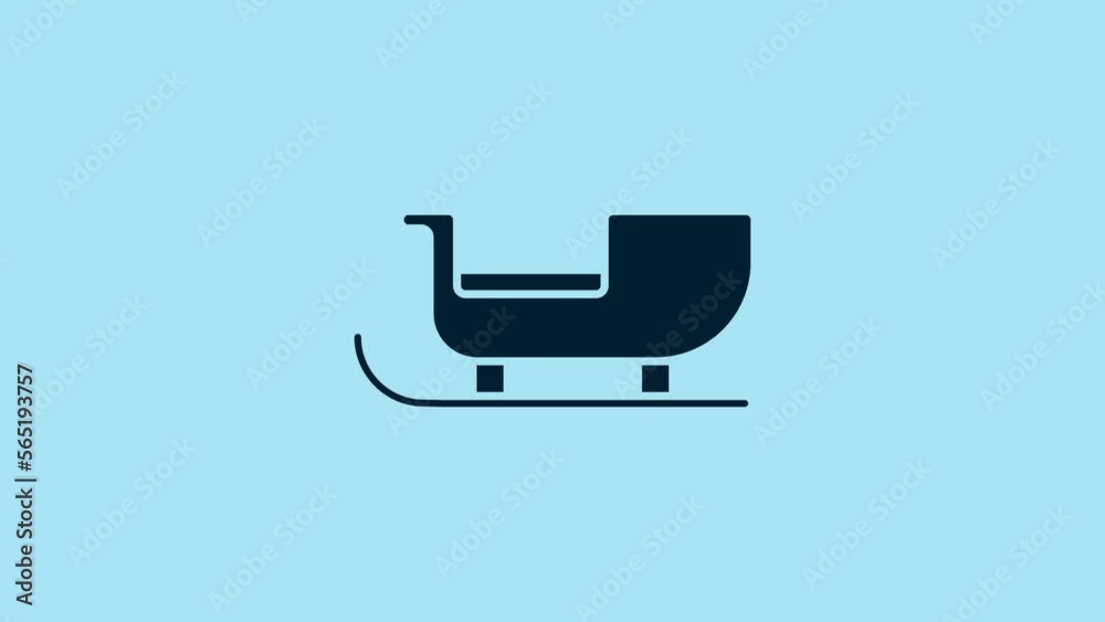 Blue Christmas santa claus sleigh icon isolated on blue background. Merry Christmas and Happy New Year. 4K Video motion graphic animation Blue Christmas santa claus sleigh icon isolated on blue background. Merry Christmas and Happy New Year. 4K Video motion graphic animation