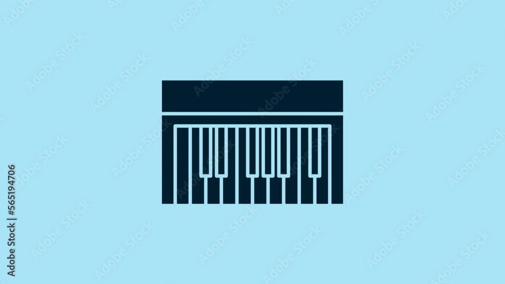Blue Music synthesizer icon isolated on blue background. Electronic piano. 4K Video motion graphic animation Blue Music synthesizer icon isolated on blue background. Electronic piano. 4K Video motion graphic animation