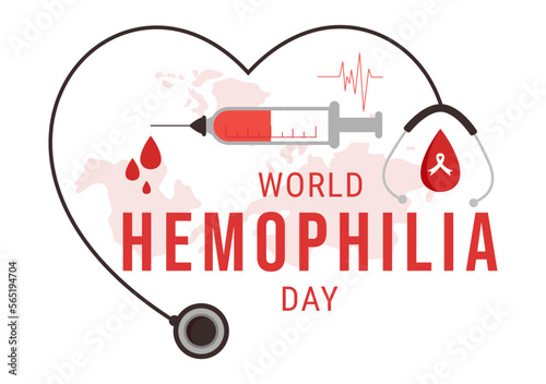 World Hemophilia Day on April 17 Illustration with Red Bleeding Blood for Web Banner or Landing Page in Flat Cartoon Hand Drawn Templates
