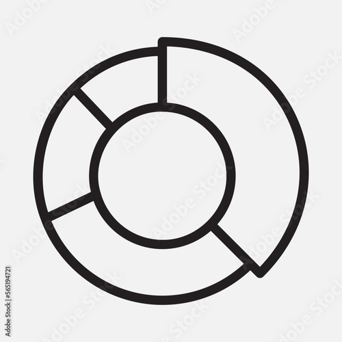 Pie chart icon in outline style, use for website mobile app presentation