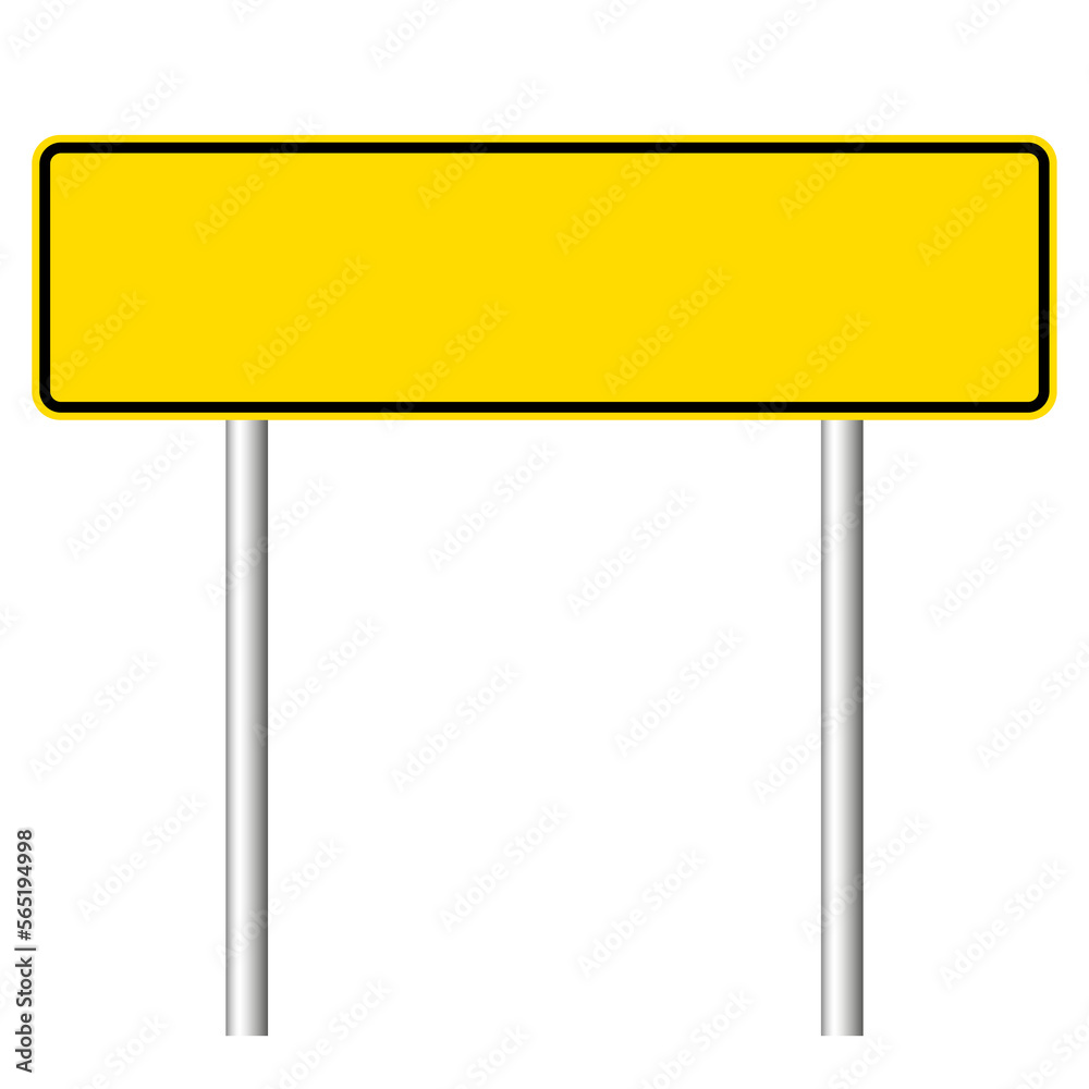 Blank rectangle shaped yellow road sign on white background Blank rectangle shaped yellow road sign on white background