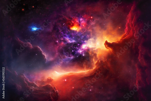 Beautiful galaxy in outer space. Abstract nebula galaxy background. Generative ai © md3d
