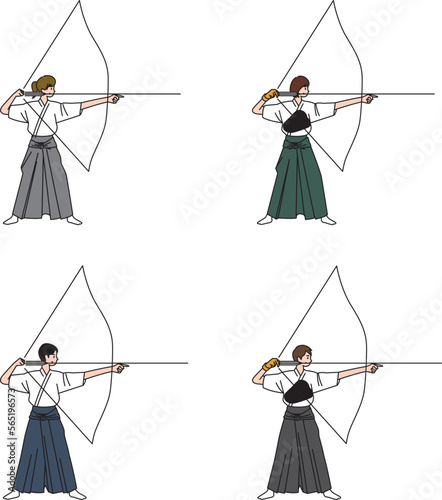 弓道をする男女（Men and women playing Kyudo）