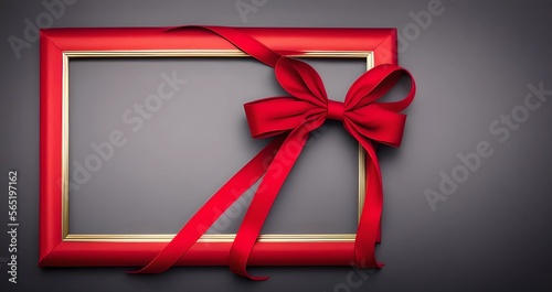 red ribbon and frame, backg...