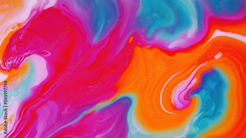 Abstract Background fluid art painting, Blend of pink, orange and white colors