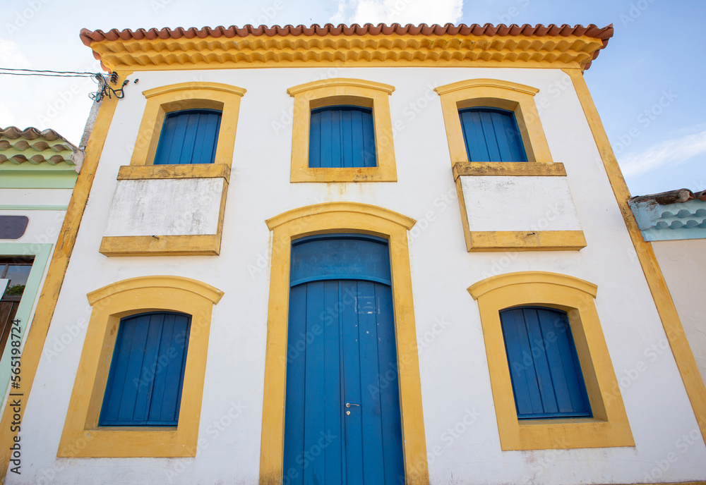 Facade in Iguape, historic city in Sao Paulo state, Brazil