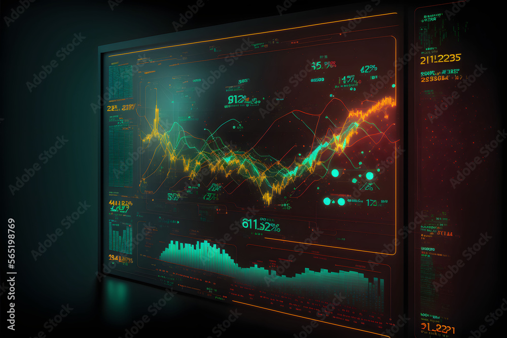 Trading screen, Stock market trading graph, investment chart made with Generative AI technology Trading screen, Stock market trading graph, investment chart made with Generative AI technology