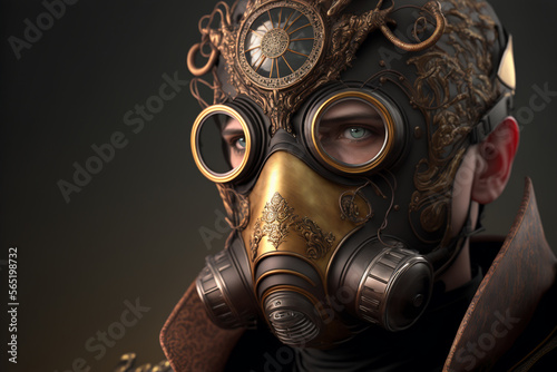 man wearing a steampunk mask - Generated by Generative AI