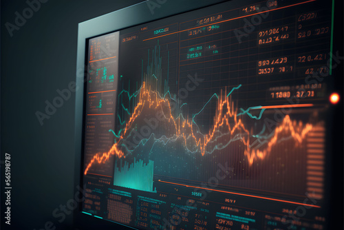 Trading screen, Stock market trading graph, investment chart made with Generative AI technology 