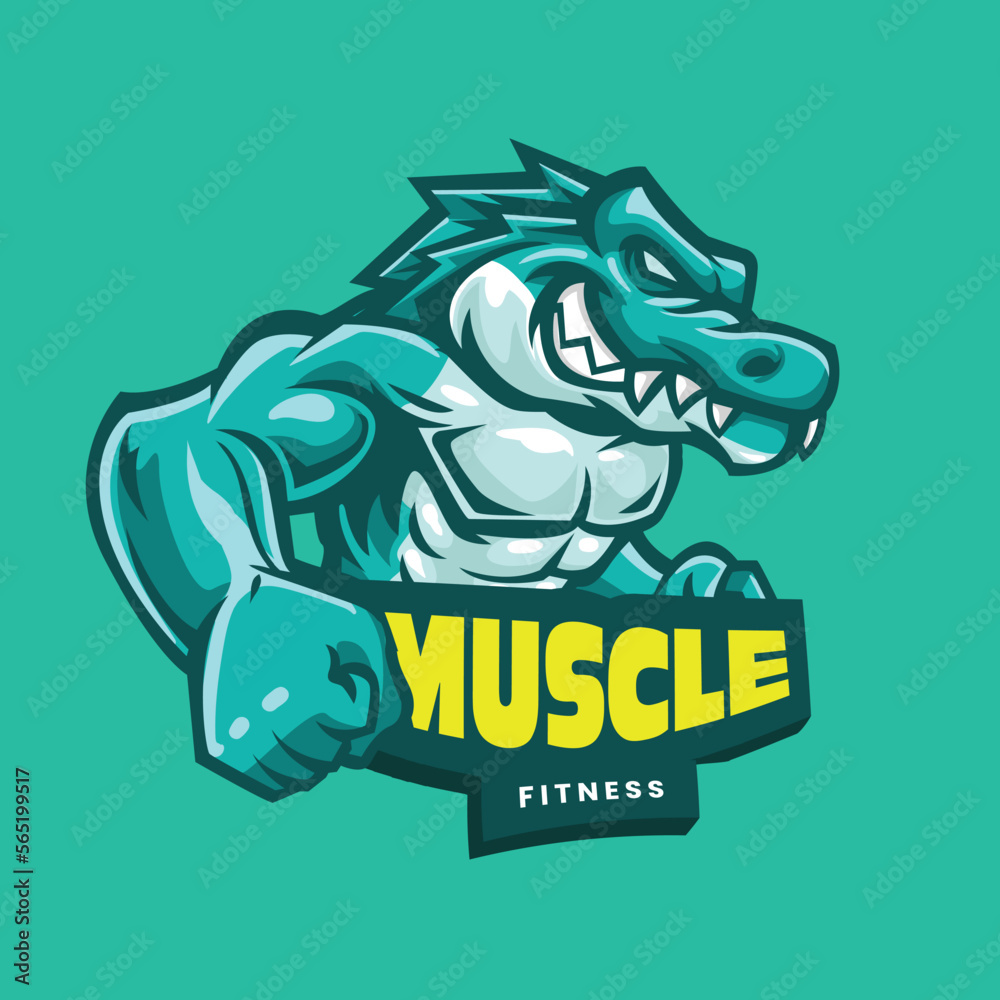 Alligator muscle gym logo design