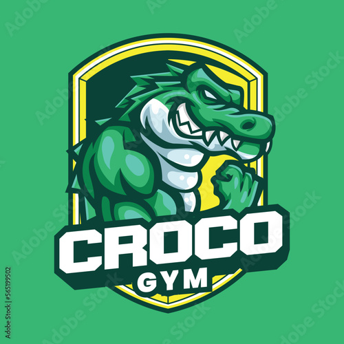 Alligator muscle gym logo design