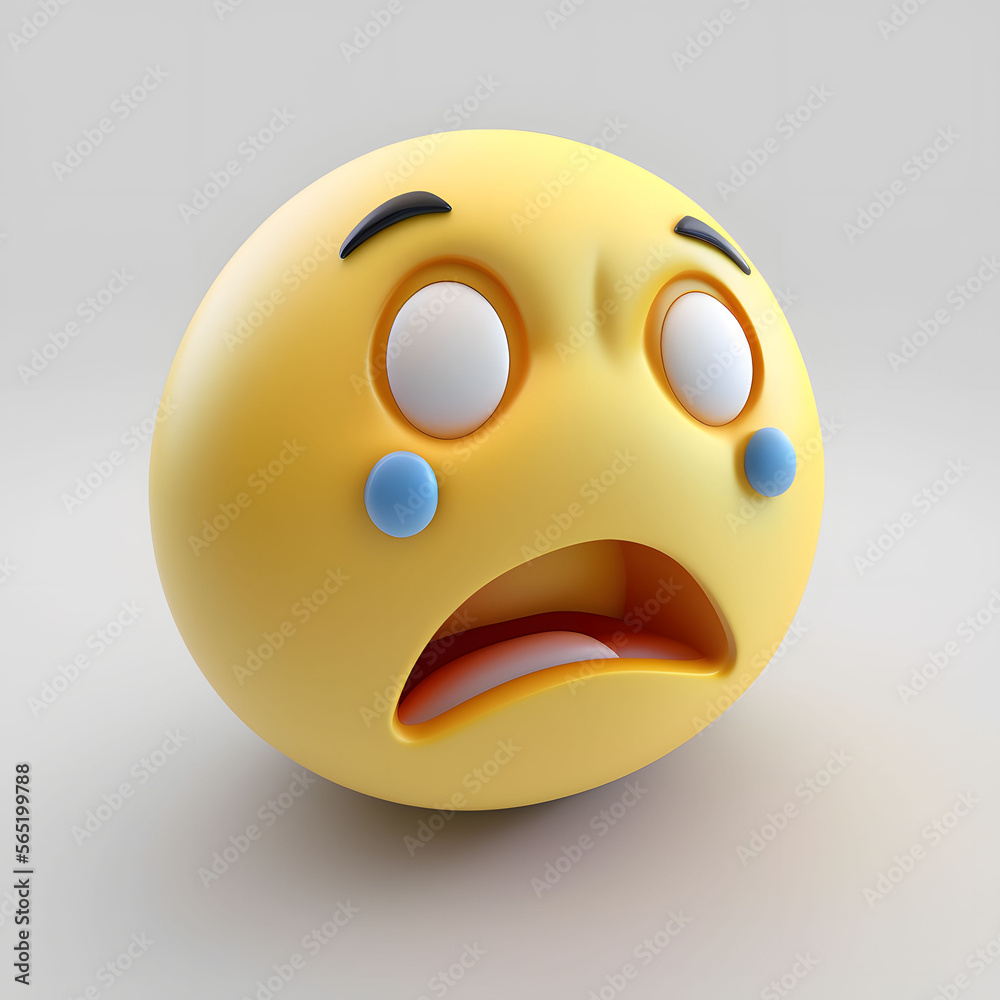 Fototapeta premium Emoticon 3D rendering, white background made with Generative AI technology