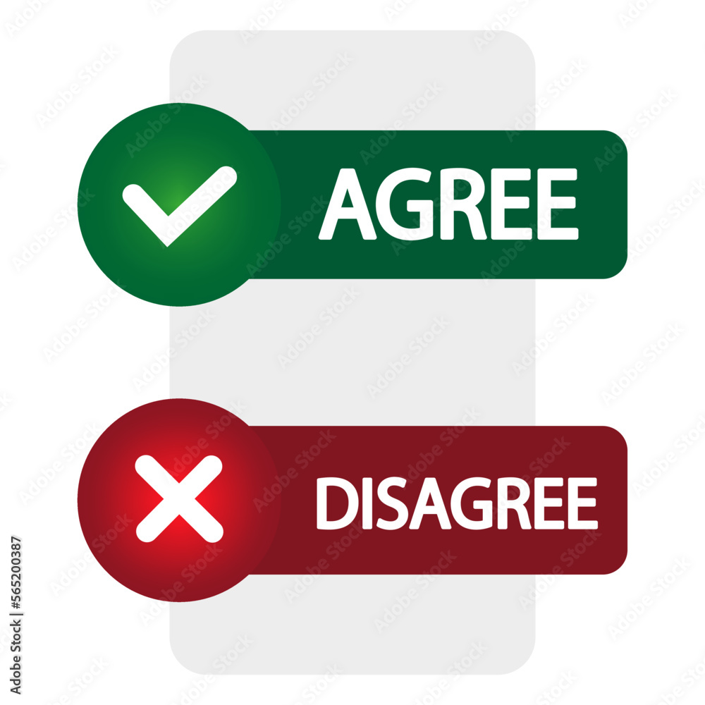green agree Red disagree. Vector illustration. green agree Red disagree. Vector illustration.
