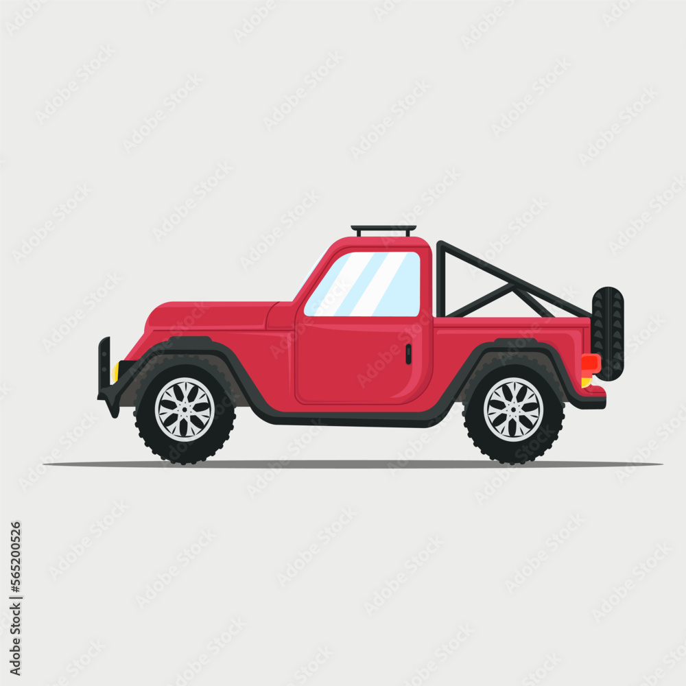 Off road vehicle red color .Extreme Sports vehicle Vector Illustration flat style design